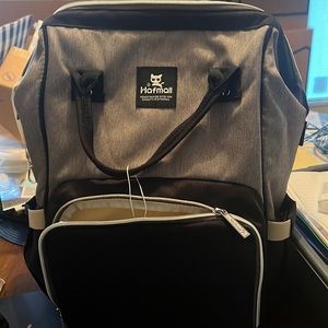 Black and grey diaper bag used once. I have two, so I need one to go.